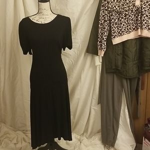 NWOT LOFT black midi fit and flare dress